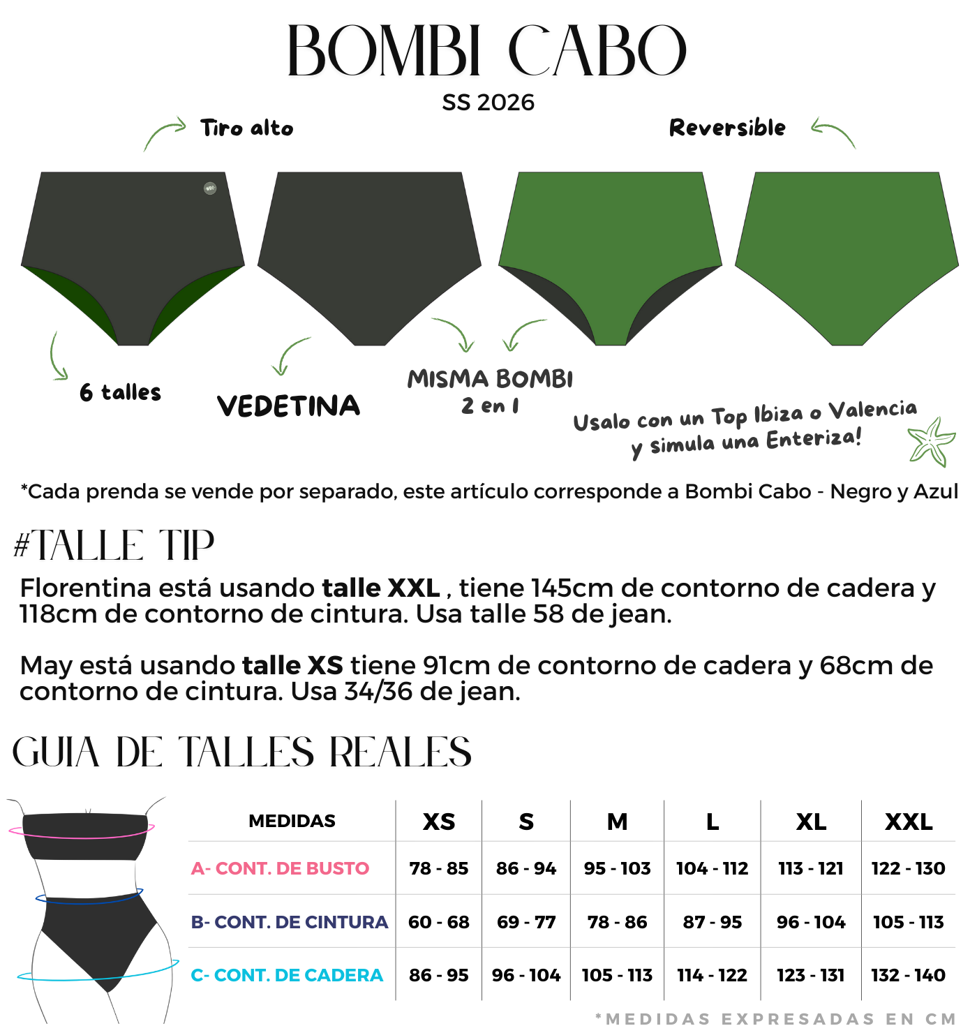 bombacha vedetina tiro alto en negro y verde